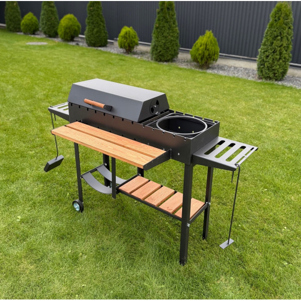 Мангал-гриль-барбекю 5 мм на 13 шампурів з дровницею (посилений)