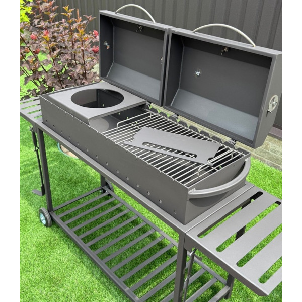 Мангал-гриль-барбекю 4 мм на 15 шампурів з решіткою-гриль та підставкою під казан