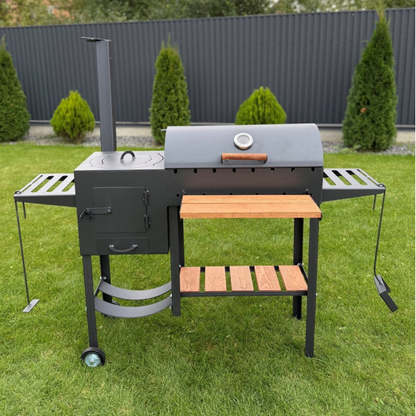 Мангал-гриль-барбекю 4 мм з пічкою посилений на 8 шампурів