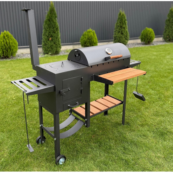 Мангал-гриль-барбекю 4 мм з пічкою посилений на 8 шампурів