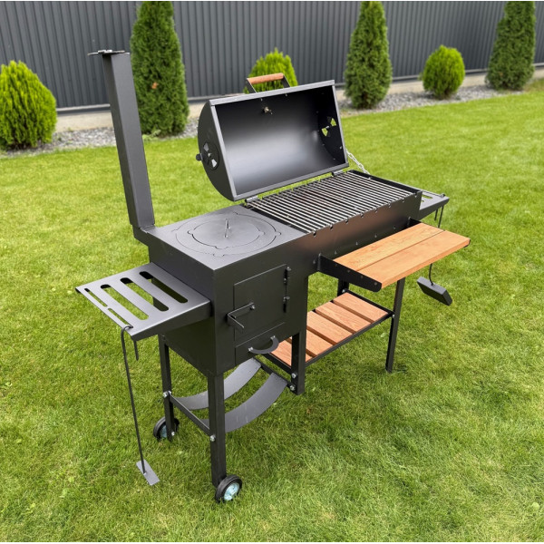 Мангал-гриль-барбекю 4 мм з пічкою посилений на 8 шампурів