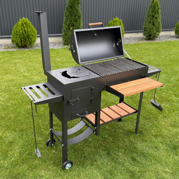 Мангал-гриль-барбекю 4 мм з пічкою посилений на 8 шампурів