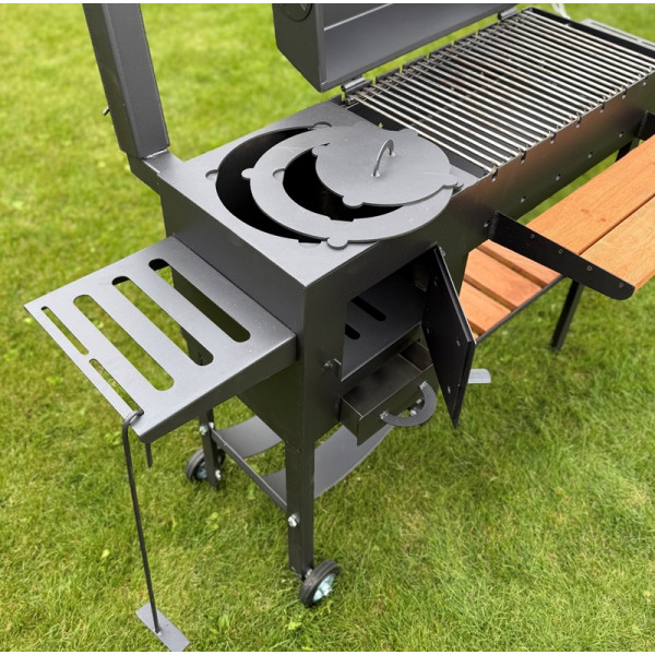 Мангал-гриль-барбекю 4 мм з пічкою посилений на 8 шампурів