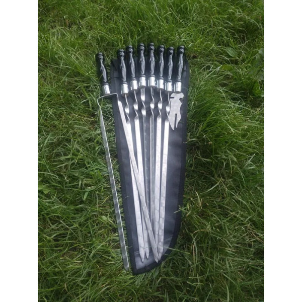 Набір: шампура, виделка, подвійний шампур в чохлі