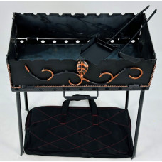 Мангал-чемодан 2 мм на 10 шампурів з чохлом, совком та кочергою