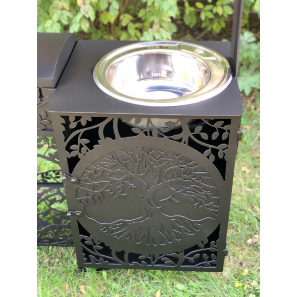 Мангал з коптильнею, пічкою та мийкою DE LUXE