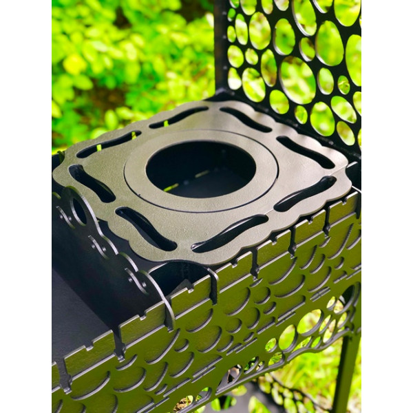 Мангал з дахом на 13 шампурів та підставкою під казан