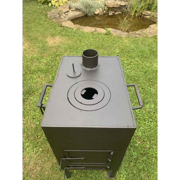 Піч 4 мм буржуйка опалювально-варильна до 40 кв м + кочерга у подарунок