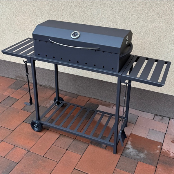 Мангал-гриль-барбекю 4 мм на 11 шампурів з решіткою-гриль та термометром