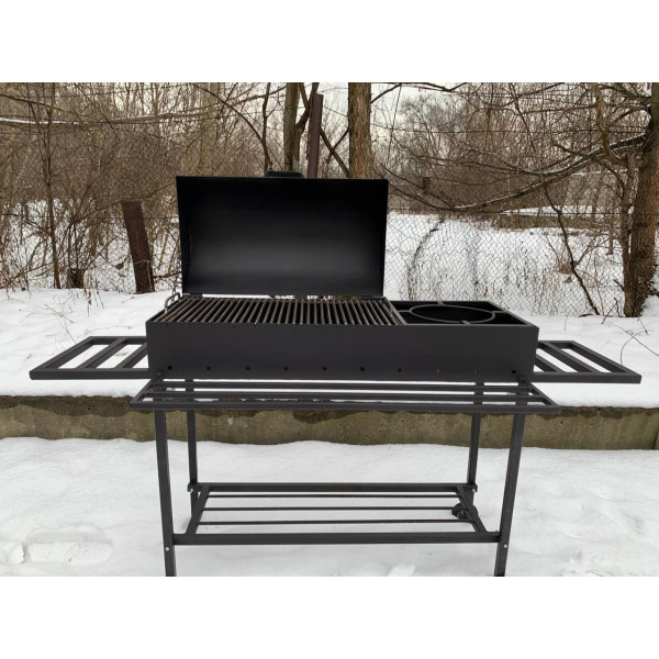 Мангал-гриль 5 мм на 11 шампурів з решіткою-гриль та підставкою під казан + ПОДАРУНОК