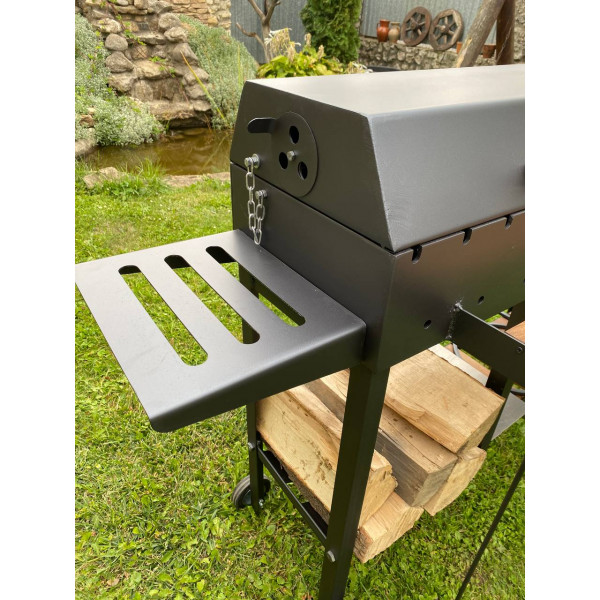 Мангал-гриль 5 мм посилено на 13 шампурів з дровницею та кришками.