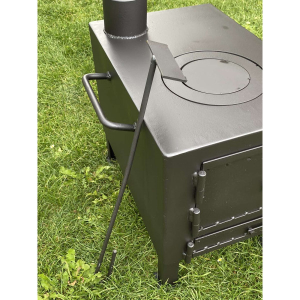 Піч 4 мм опалювально-варильна буржуйка до 30 кв м + кочерга у подарунок