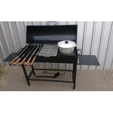 Мангал-барбекю 4 мм з чавунною решіткою-гриль та підставкою під казан