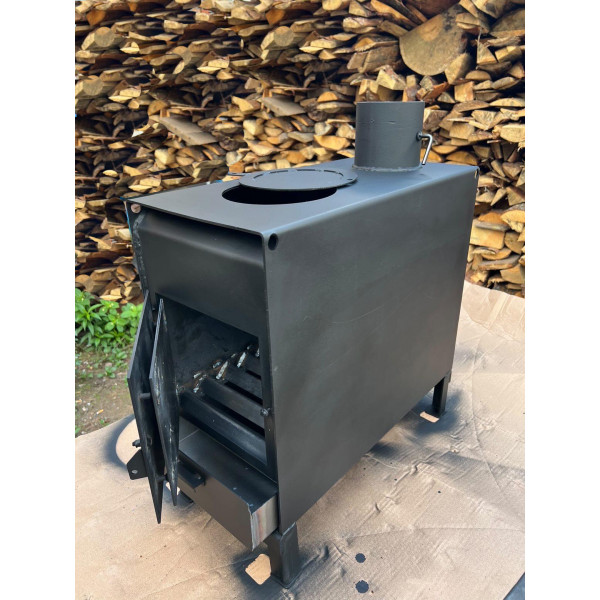 Піч буржуйка опалювально-варильна із заслінкою для регулювання тяги
