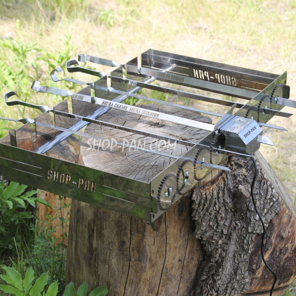 Автоматическая шашлычница из нержавейки SHOP-PAN на 8 шампуров