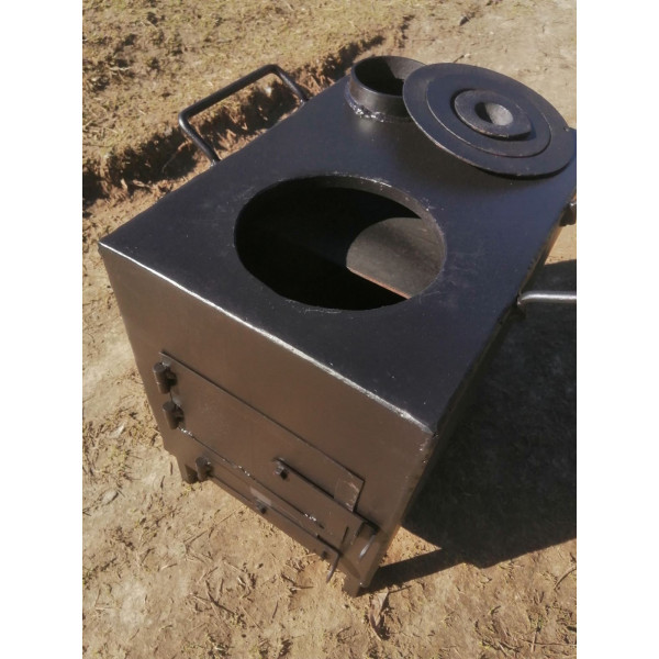 Буржуйка 4 мм со вторичной камерой отопительно-варочная