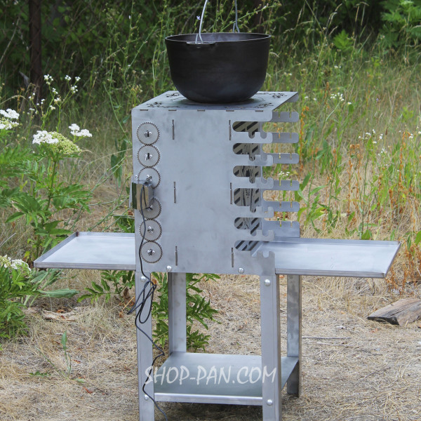 Вертикальный эко мангал SHOP-PAN со встроенной шашлычницей и мотором.