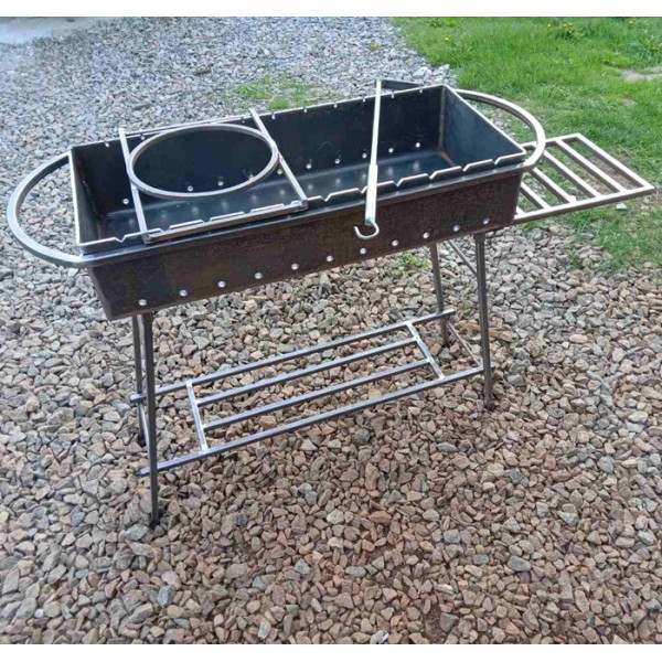 Мангал 6 мм на 11 шампуров с подставкой под казаном и столиком