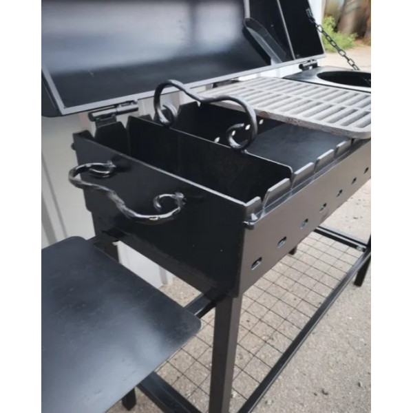 Мангал-барбекю 4 мм с чугунной решеткой-гриль и подставкой под котел.