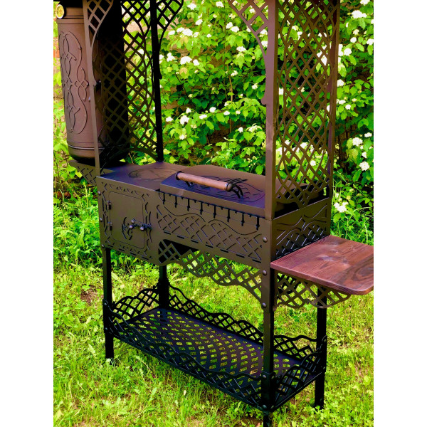 Мангал-барбекю с коптильней и печкой под казан