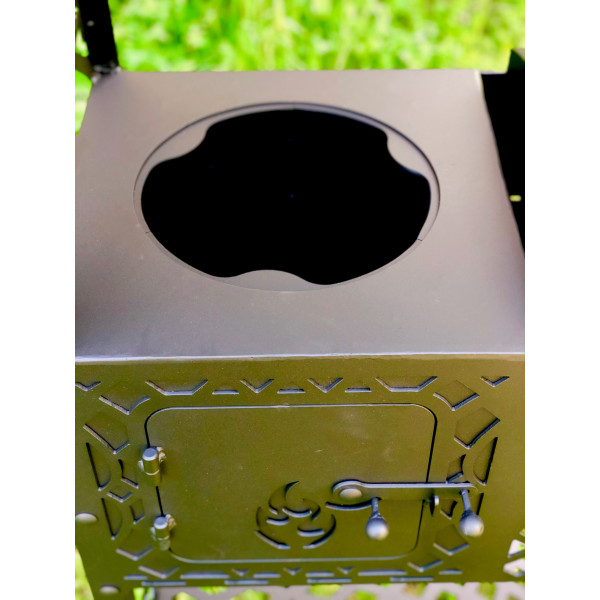 Мангал-барбекю с коптильней и печкой под казан