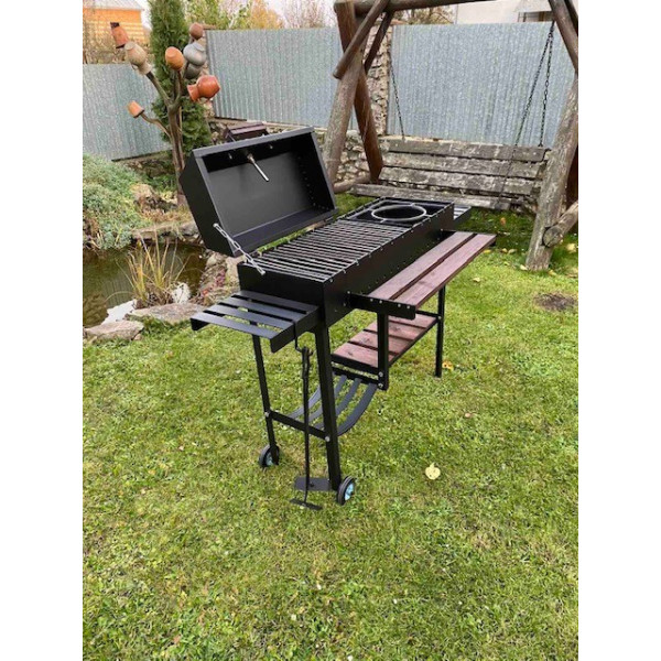 Мангал-гриль 5 мм с термометром, решеткой-гриль и подставкой.