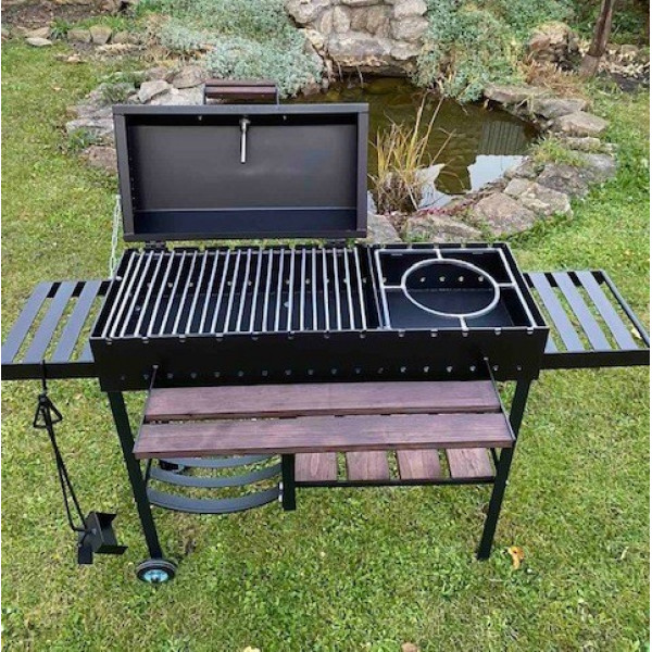 Мангал-гриль 5 мм с термометром, решеткой-гриль и подставкой.