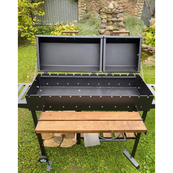 Мангал-гриль 5 мм усилен на 13 шампуров с дровницей и крышками