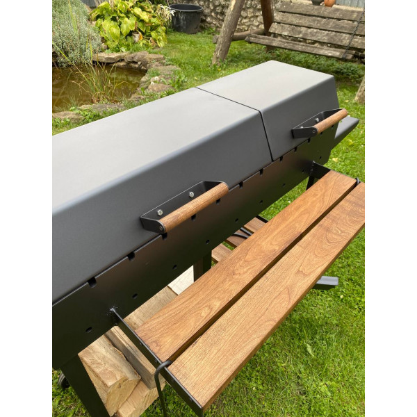 Мангал-гриль 5 мм усилен на 13 шампуров с дровницей и крышками