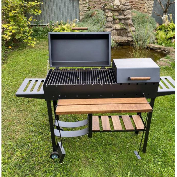 Мангал-гриль 5 мм усилен на 13 шампуров с дровницей и крышками