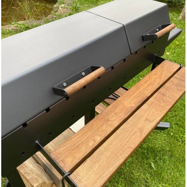 Мангал-гриль 5 мм посилено на 13 шампурів з дровницею та кришками.