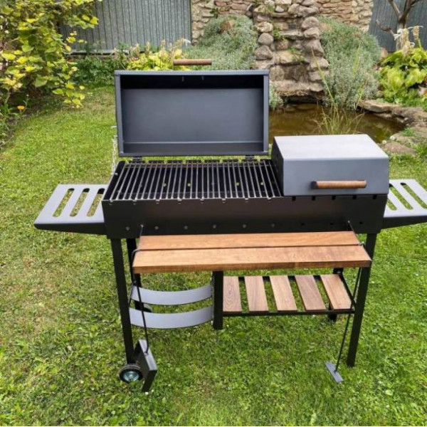 Мангал-гриль 5 мм посилено на 13 шампурів з дровницею та кришками.