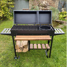 Мангал-гриль 5 мм посилено на 13 шампурів з дровницею та кришками.