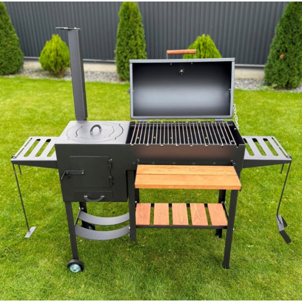 Мангал-гриль-барбекю 4 мм з пічкою посилений на 8 шампурів