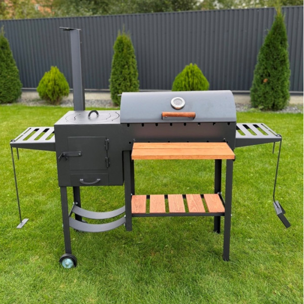 Мангал-гриль-барбекю 4 мм з пічкою посилений на 8 шампурів