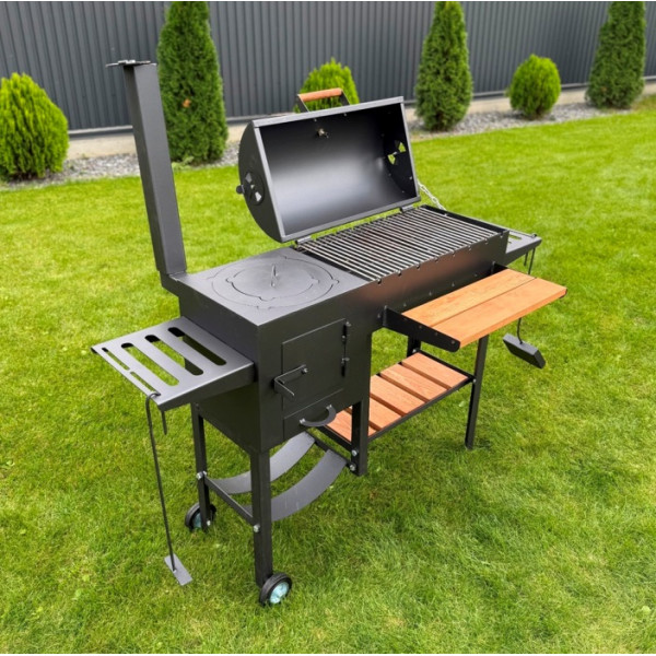 Мангал-гриль-барбекю 4 мм з пічкою посилений на 8 шампурів