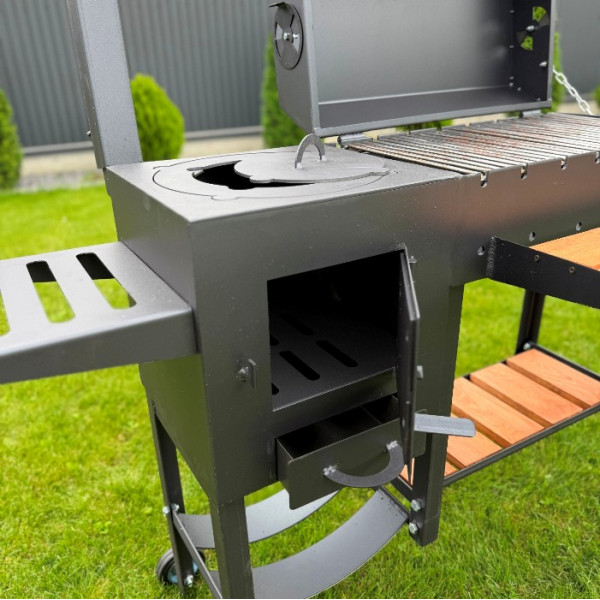 Мангал-гриль-барбекю 4 мм з пічкою посилений на 8 шампурів