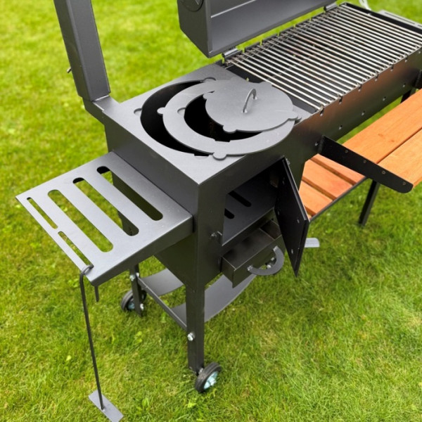 Мангал-гриль-барбекю 4 мм з пічкою посилений на 8 шампурів