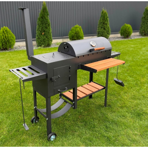 Мангал-гриль-барбекю 4 мм з пічкою посилений на 8 шампурів