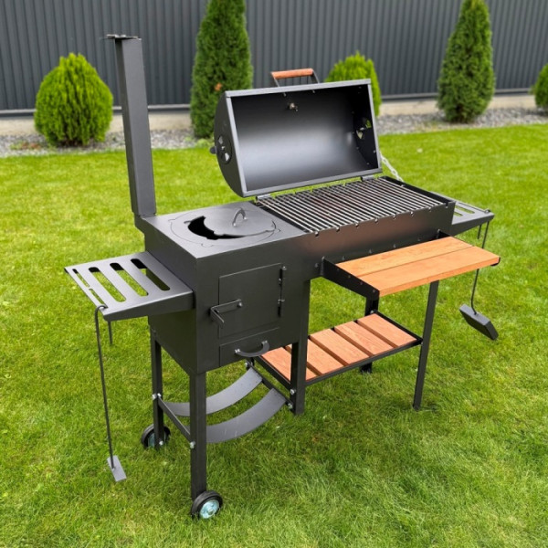 Мангал-гриль-барбекю 4 мм з пічкою посилений на 8 шампурів