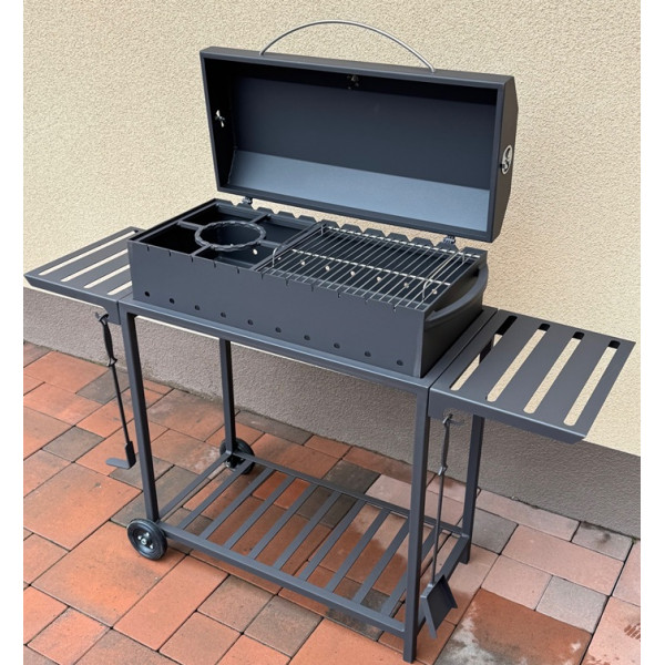 Мангал-гриль-барбекю 4 мм на 11 шампурів з решіткою-гриль та термометром