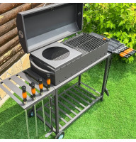 Мангал-гриль-барбекю 4 мм на 11 шампурів з решіткою-гриль та термометром