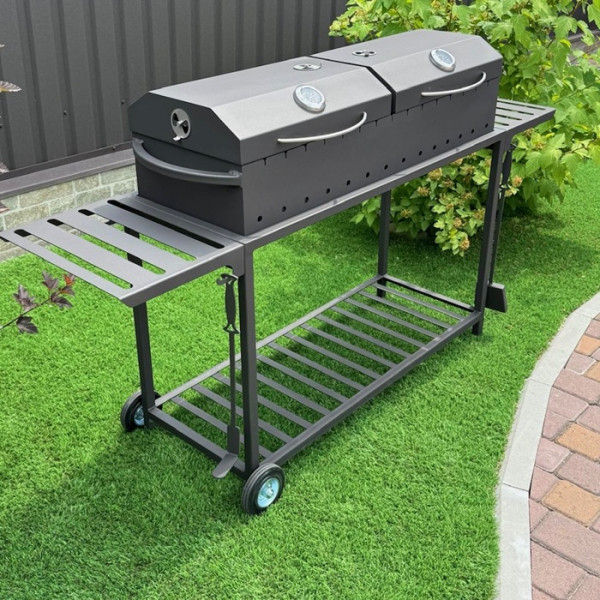 Мангал-гриль-барбекю 4 мм на 15 шампуров с решеткой-гриль и подставкой под котел.