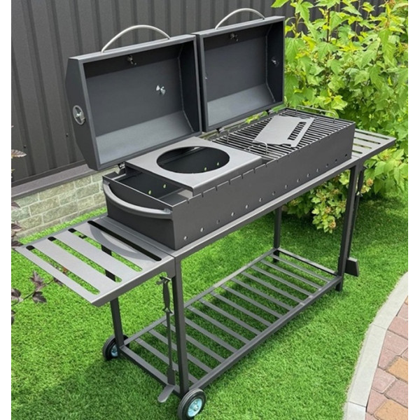 Мангал-гриль-барбекю 4 мм на 15 шампуров с решеткой-гриль и подставкой под котел.