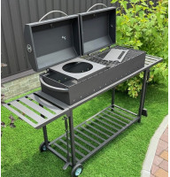 Мангал-гриль-барбекю 4 мм на 15 шампурів з решіткою-гриль та підставкою під казан