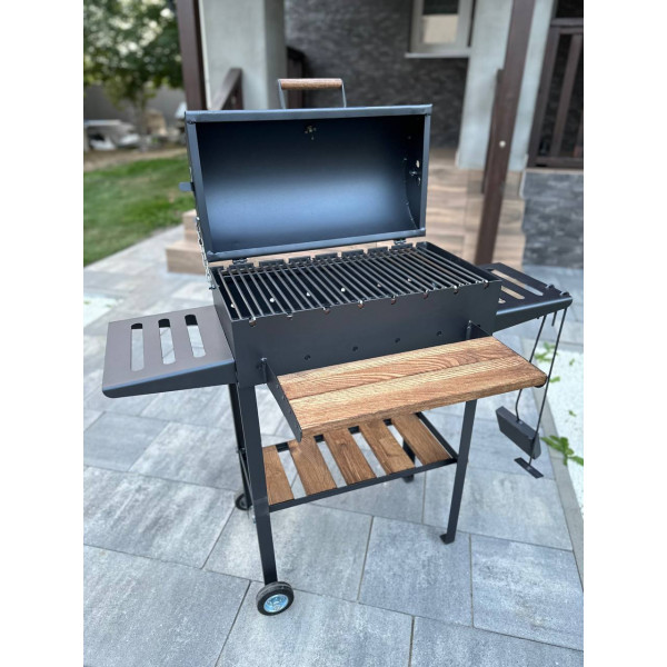 Мангал-гриль-барбекю 4 мм на 8 шампурів з термометром (посилений)