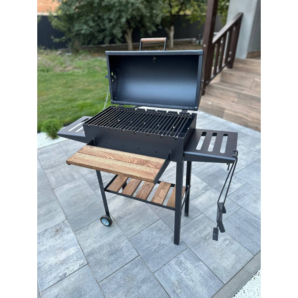 Мангал-гриль-барбекю 4 мм на 8 шампурів з термометром (посилений)