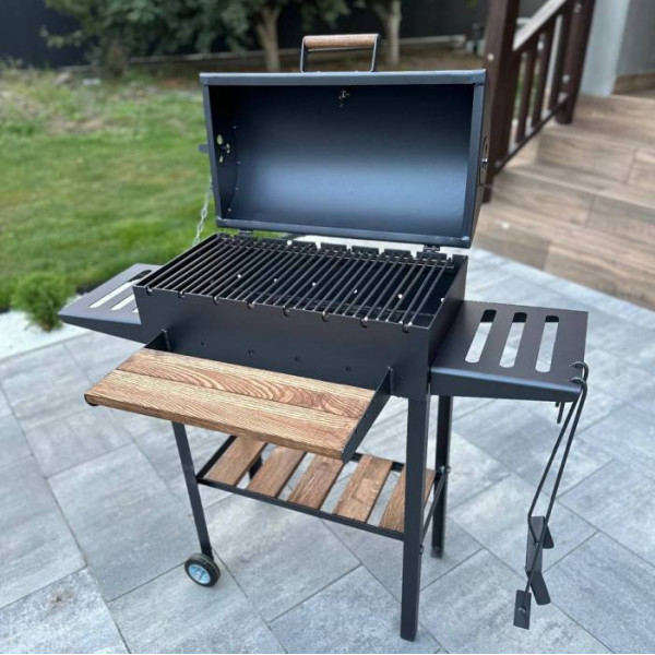 Мангал-гриль-барбекю 4 мм на 8 шампурів з термометром (посилений)