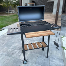 Мангал-гриль-барбекю 4 мм на 8 шампурів з термометром (посилений)