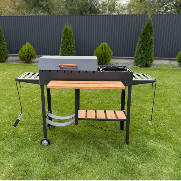 Мангал-гриль 5 мм на 13 шампуров с дровницей (усиленный)